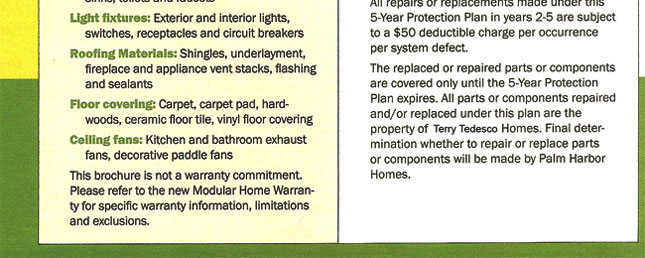 Five year warranty terms and protections